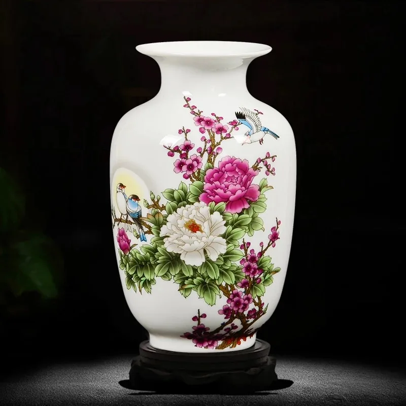 NOOLIM старинный модный Снежный пейзаж Цзиндэчжэнь керамическая ваза винтажный китайский стиль ваза с животными тонкая гладкая поверхность домашний декор - Цвет: 22 No Base