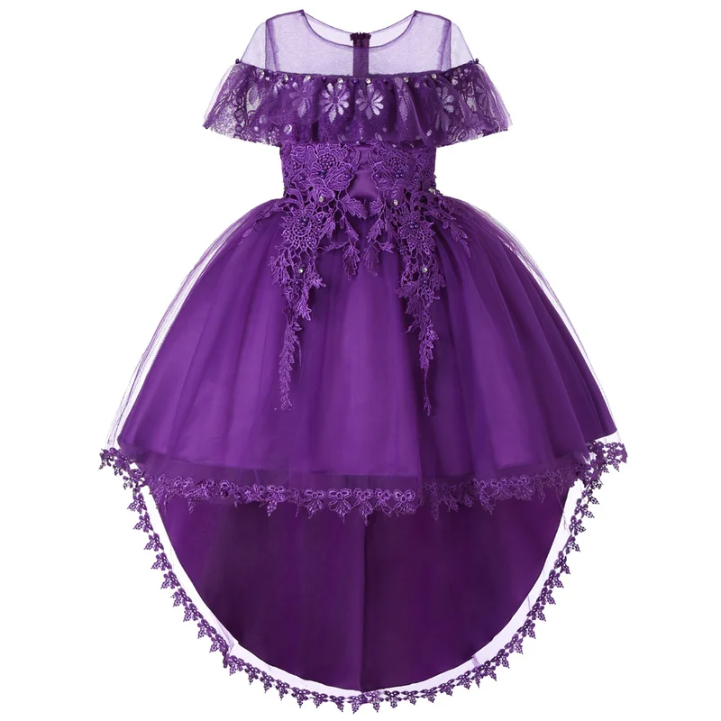 

Big Children's Sleeveless Trailing Kids Clothing Dress Flower Girl Wedding Lace Princess Dresses Baby Elegant Dress GDR487