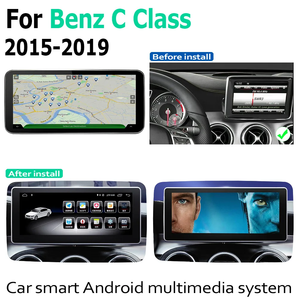 Cheap 10.25" Android Multimedia Player Stereo Display navigation GPS For Mercedes Benz C Class 2015 206 2017 2018 2019 NTG 1