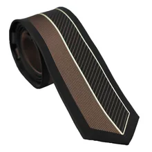 Coachella Галстуки Полосатый коричневый галстук с серебряной линии Панель Дизайн галстук микрофибры узкий галстук 6 см