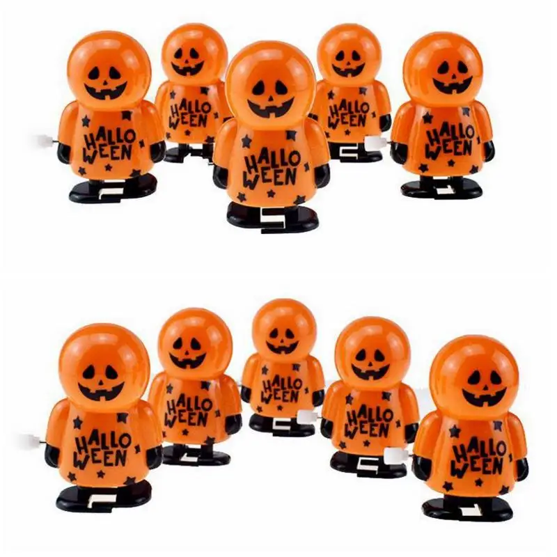 

1 Pc new lovely Funny Halloween Clockwork Gift Wind Up Bounce Toy Props Toy Orange Pumpkin Man Wind Up Toys