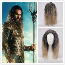 Фильм Аквамен Косплей Лига справедливости Аквамен парик ролевые игры Посейдон волосы комикс Джейсон Момоа синтетические волосы парики