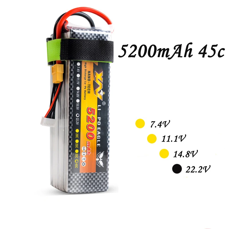 

High Quality RC UAV Drone Battery 22.2V 5200mAh 35C 6S 11.1olt RC LiPo Li-Poly Battery for Helicopters Quadcopter RC drone kit