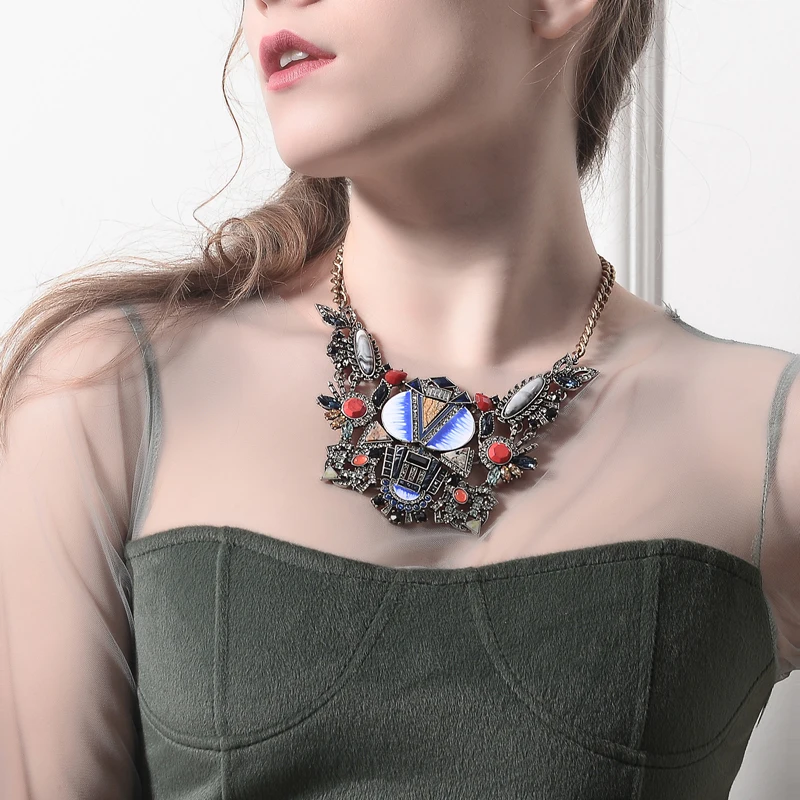 Big Geometric Pendant Enamel Natural Stone Collar Necklace aliexpress Chunky Retro Statement Necklace Women Jewelry Big Geometric Pendant Enamel Natural Stone Collar Necklace aliexpress Chunky Retro Statement Necklace Women Jewelry