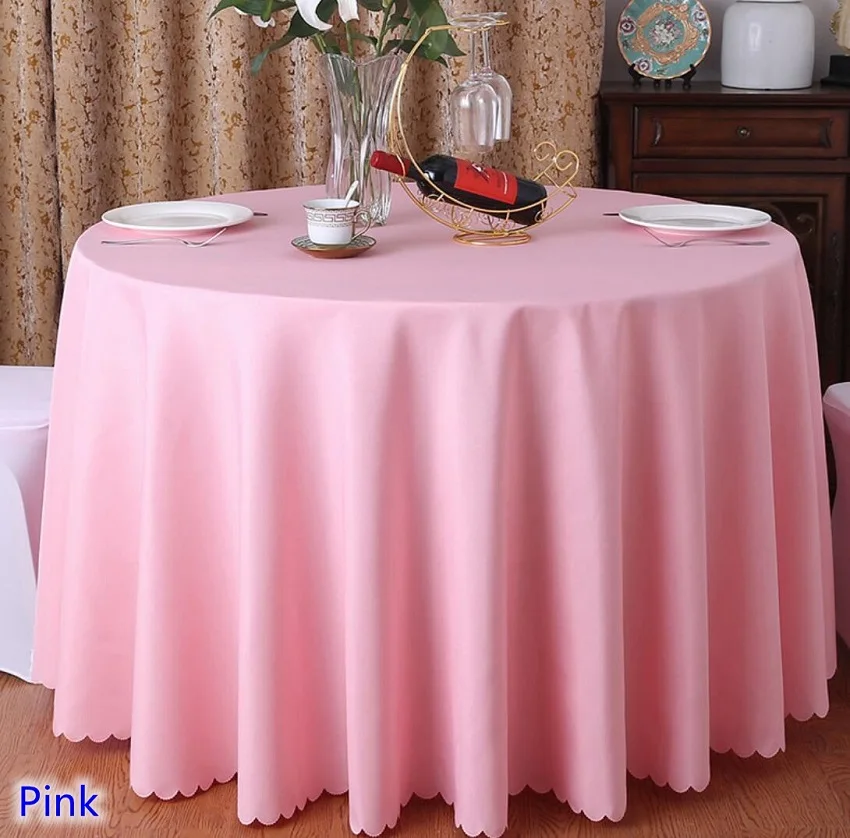 Pink Colour wedding table cover table cloth polyester table linen hotel