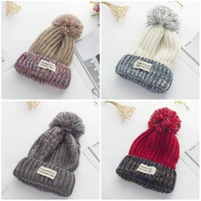 Вязаная шапка Модная вязаная шерстяная плюшевая подкладка теплая шапка вязаная шапка с отворотом для зимы