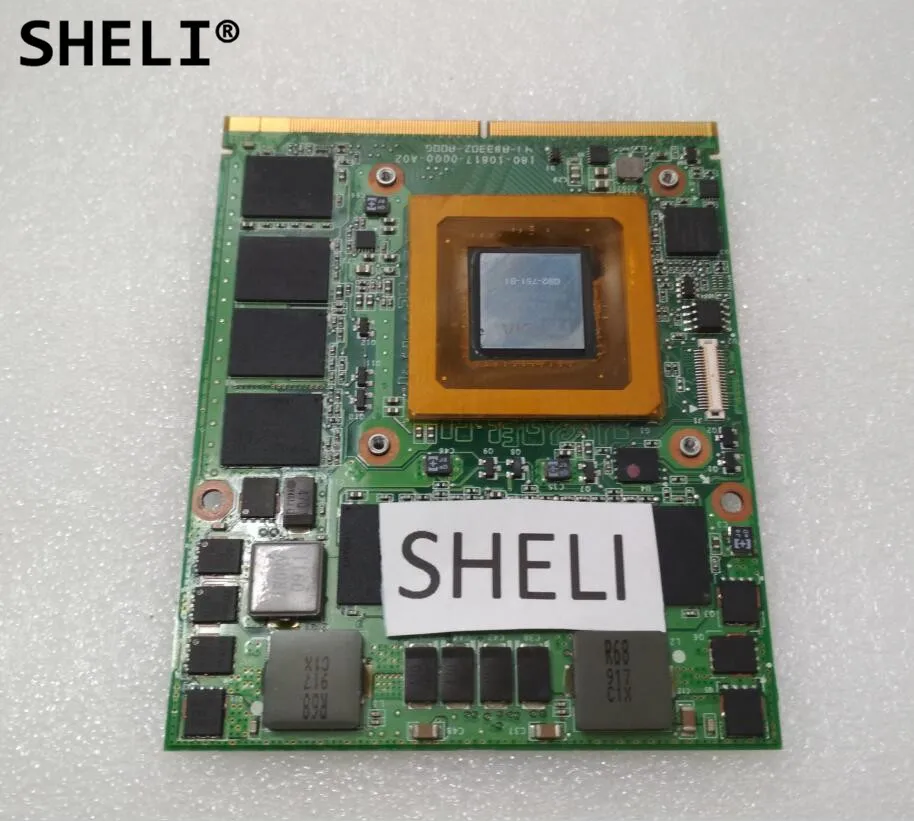 cheap SHELI 180 10817 0000 A02 CN 096RJ4 GTX 260M GTX260M VGA Video Graphics Card 1GB G92 751 B1 96RJ4 for Dell M15x M17x R1
