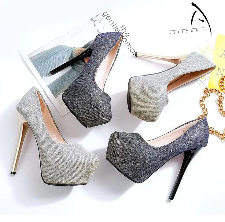 

2018 new color changing waterproof platform super high heel stiletto banquet wedding shoes high heel women's shoes
