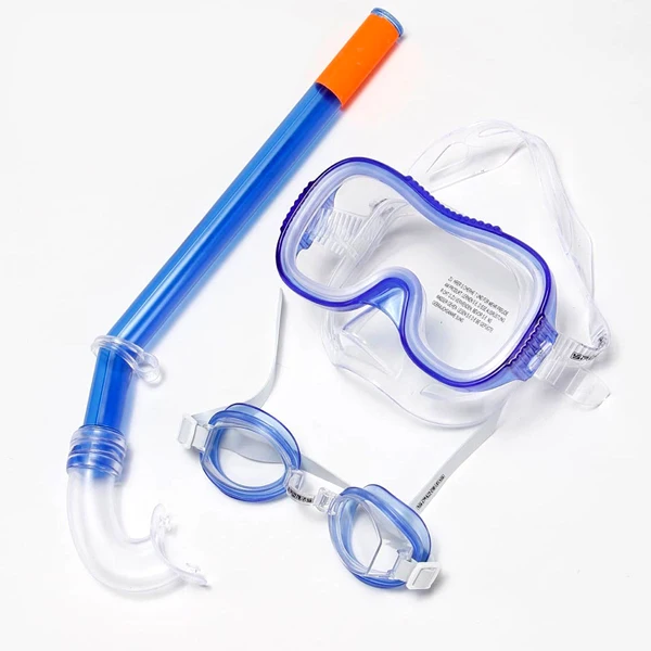 H447 детские плавательные очки набор для дайвинга, плавательные очки дыхательная трубка для подводного плавания Sambo оборудование - Цвет: blue