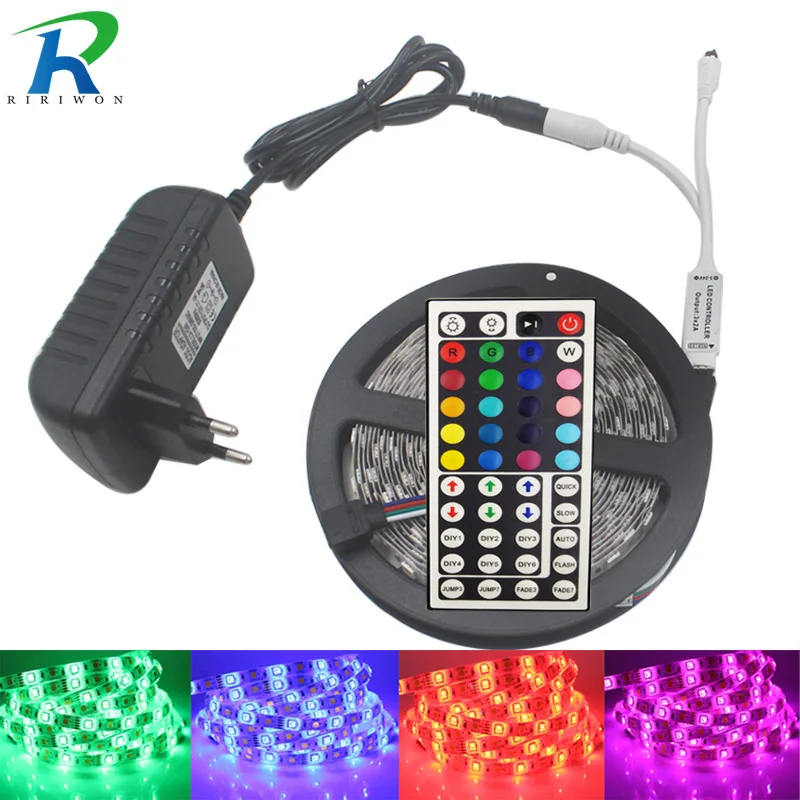 

SMD 5050 RGB Led Strip Waterproof 5M 10M 15m 30Led Light Flexible DC12V Led Tape RGB Diode Ribbon With Remote Adapter Kit
