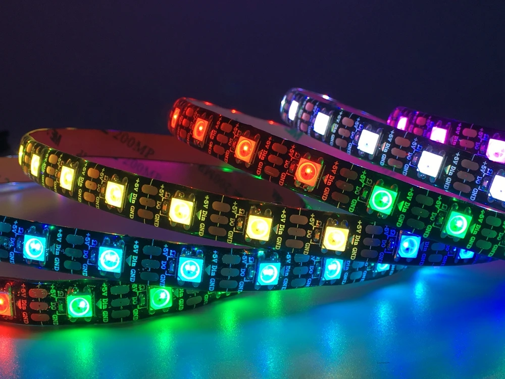 WS2812B WS2812 RGB Светодиодная лента светильник x2 RGB Led музыкальный контроллер DC5V светодиодный трансформатор комплект