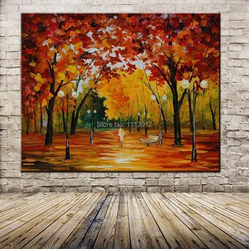 

Handmade Palette Knife Oil Painting Abstract Modern Landscape Wall Art Pictures Rain Tree Road On Canvas Home Decor For Kitchen