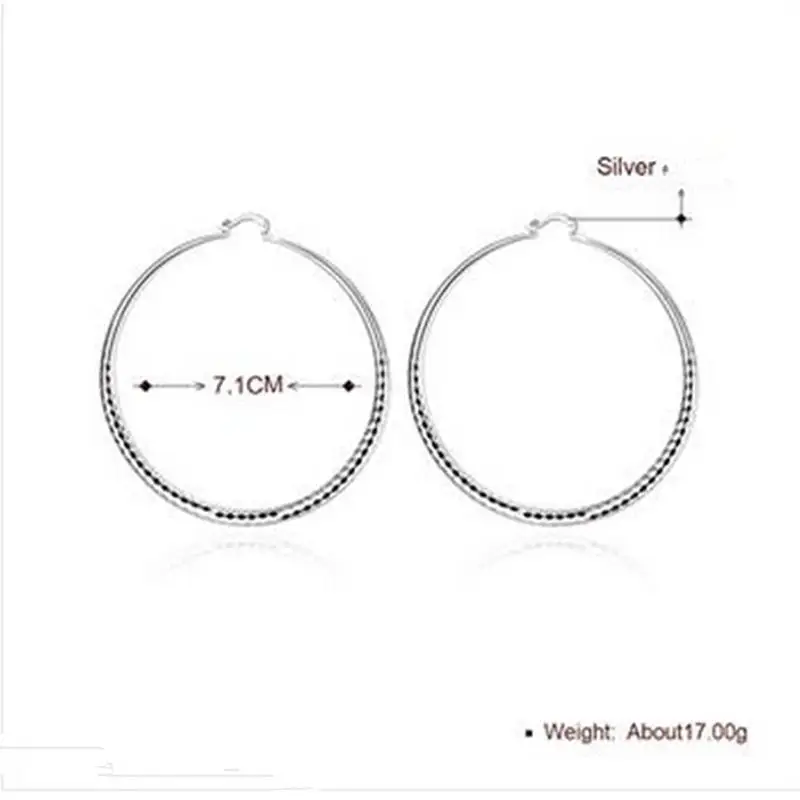 

925 Silver Ear Ring Round Earrings Jewelry Fashion Temperament Female Personality Exaggerated Simplicity Eh087