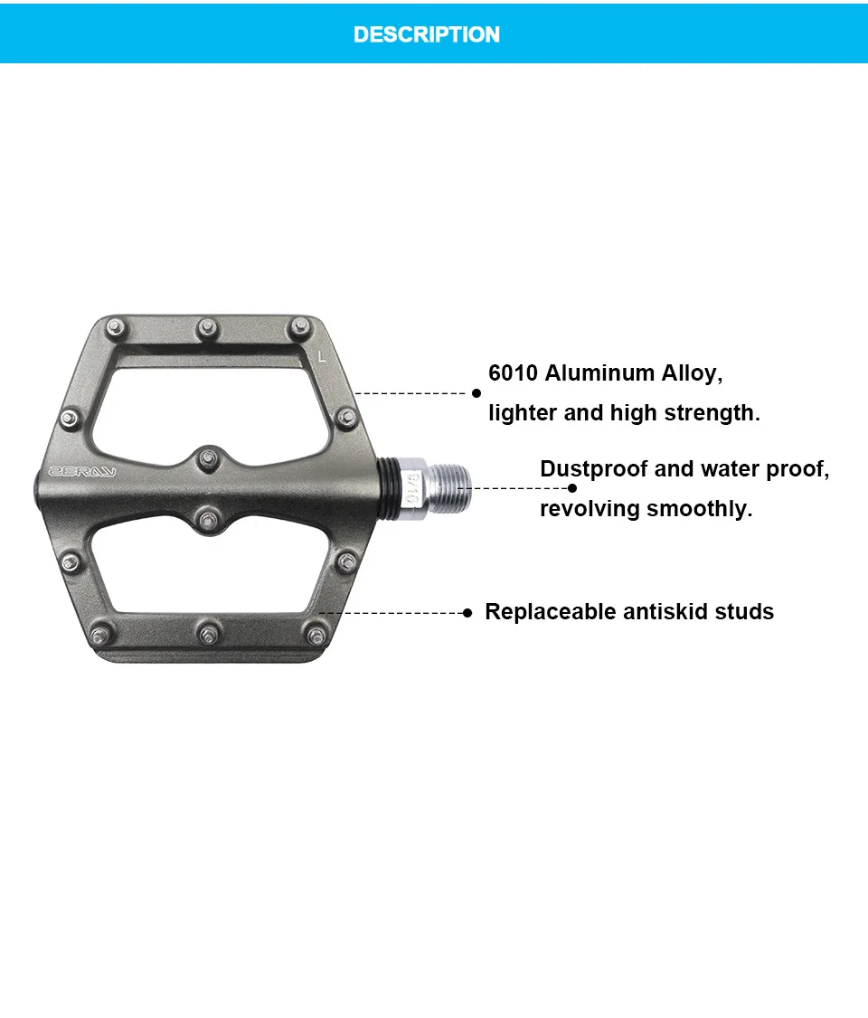ZERAY ZP-D262 Плоские Педали для горного велосипеда, сверхлегкие педали из алюминиевого сплава, велосипедные педали для горного велосипеда, велосипедные педали, BMX запчасти