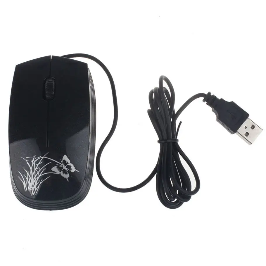 Butterfly Pattern USB 2.0 Mini Wired Optical Mouse For PC Laptop Computer Mice