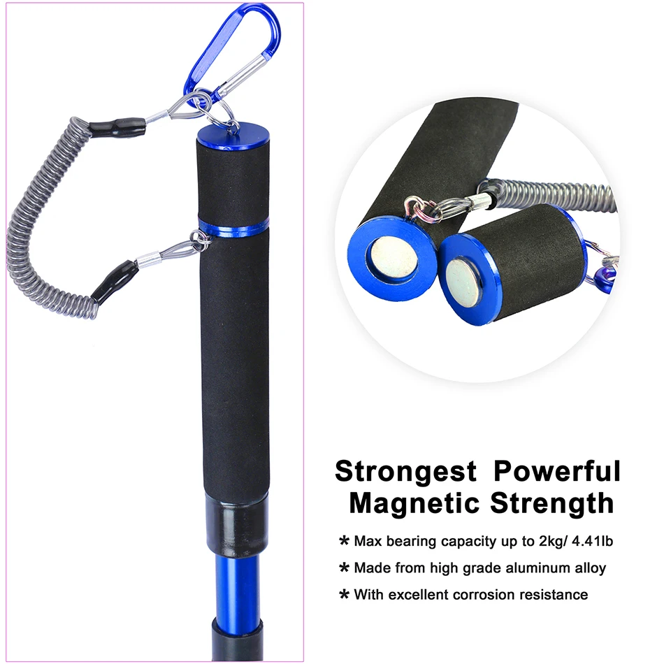 Skup Goture teleskopowy podbierak do ryb ramka ze stopu aluminium, mała gumowa siatka magnetyczny klips smycz