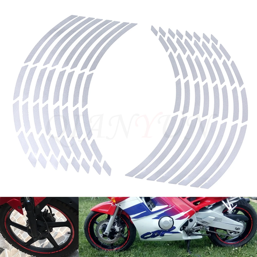

17"18"19"Universal 16 Car Motorcycle Tire Sticker Reflective Rim Tape Decal For Yamaha FZ1 FZ6 Fazer FZ8 FZ6R XJ6 MT-07 MT-09