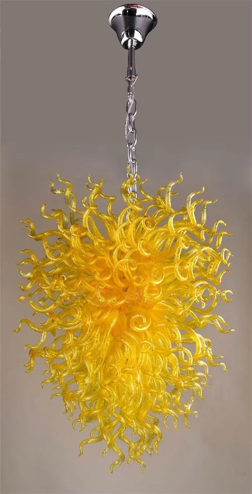 Pretty Yellow Colored Hand Blown Glass Unique Designed Chandelierin Chandeliers from Lights