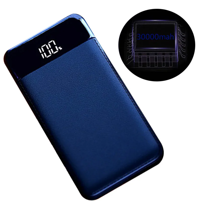 30000mah Power Bank External Battery PoverBank 2 USB LCD Powerbank Portable Mobile phone Charger for Xiaomi MI iphone7 8 x 18650
