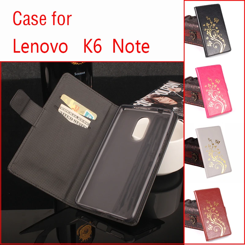 For Lenovo K6 Note Phone Case Folio Flip Pure Color Crazy House Pattern Premium PU Leather Cover Factory Price TJ | Мобильные