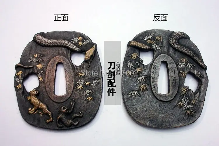 Кованый расплавленный японский самурайский меч kirsite Tsuba для Мусаси катаны-3