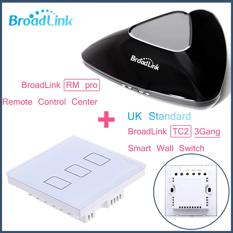 

Broadlink RM PRO+3Gang TC2 UK Standard,Intelligent WIFI+IR+RF Control+ON/OFF Touch remote Wall Lamp Switch,Smart Home Automation