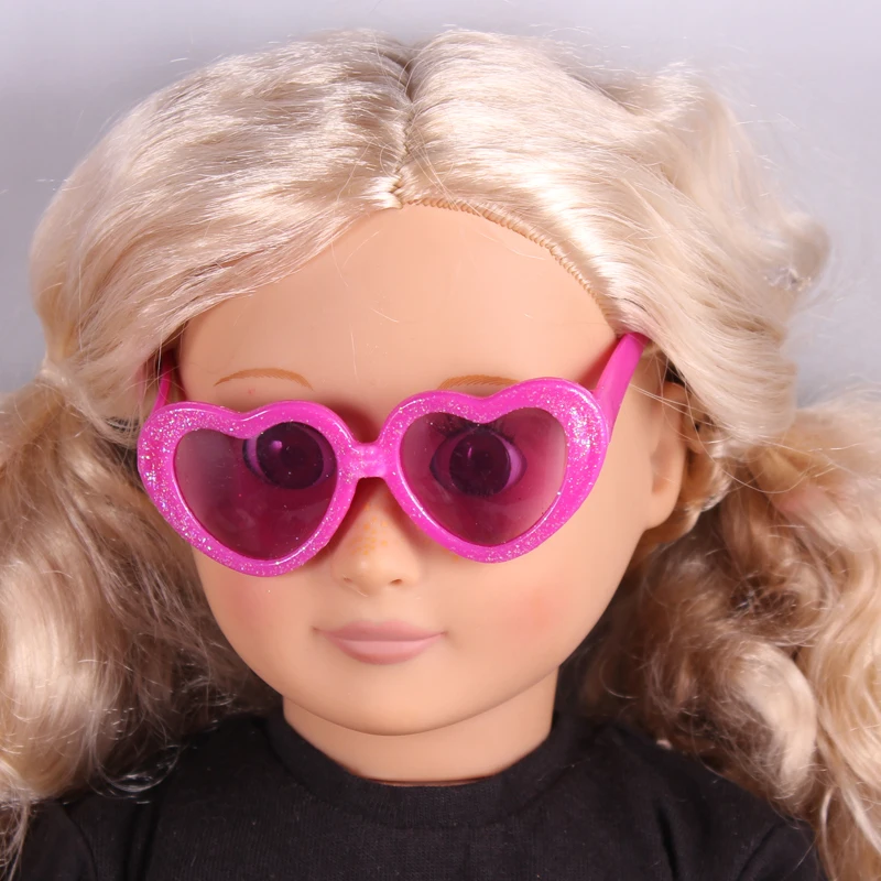 Fashion Hot Pink Heart Doll Sunglass With Glitter Fits 18 American Girl Doll Clothes And Acessories