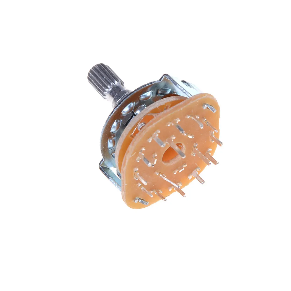 

Shaft 6mm 3P4T Panel Mount 2Wafers Rotary Switch Band Selector 3Pole 4 Position 1PCS