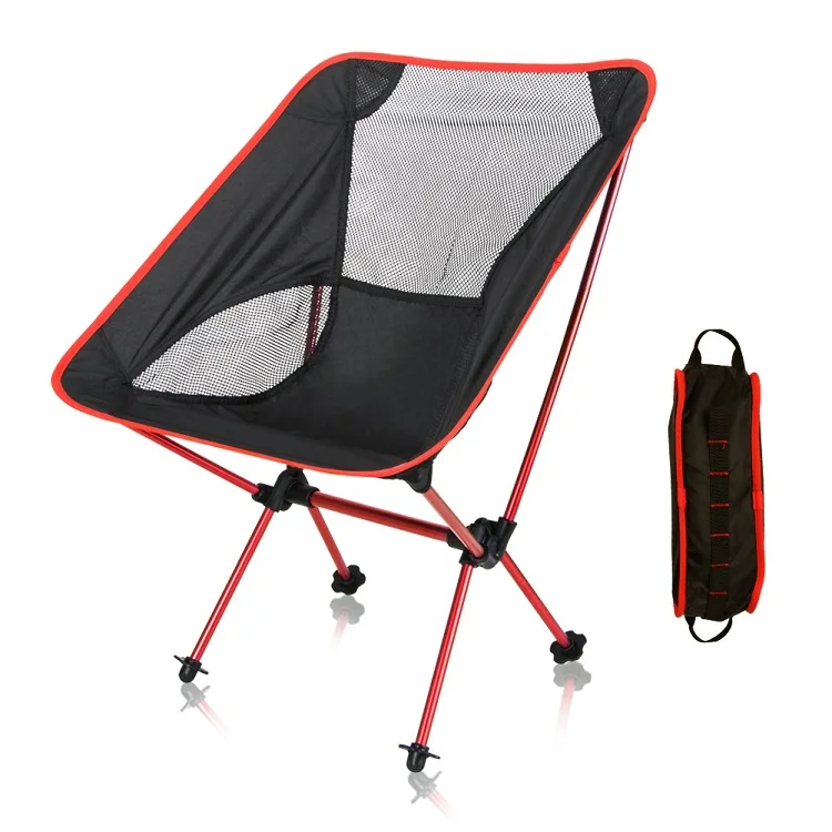 150 кг несущий Алюминиевый Складной садовый стул Сверхлегкий портативный складное кресло на улицу сиденье для кемпинга с сумкой для хранения - Цвет: Red