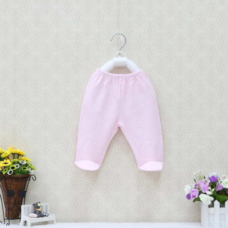 

100% cotton 0-9 months Long Pants new boys and girls baby striped trousers toddler cute suits children elastic waist bottoms