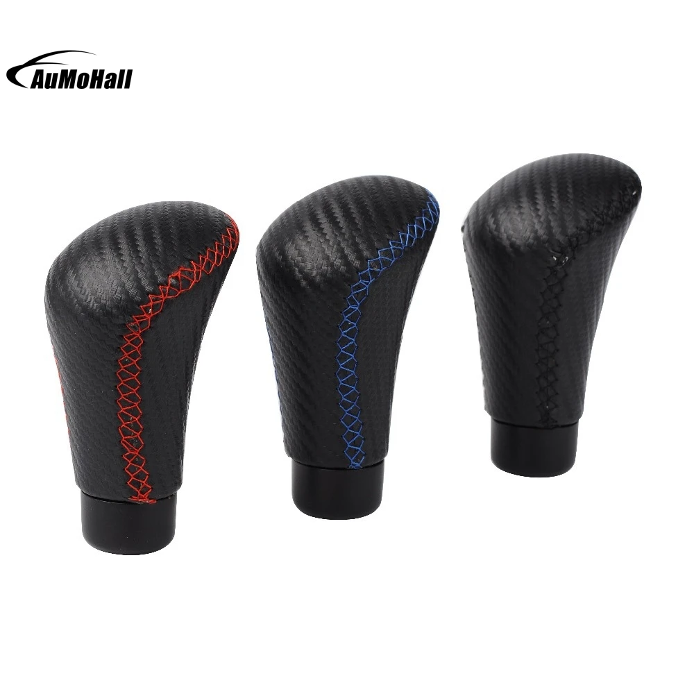 Black PU Leather Car Manual Shift Knob Gear Shift Head Shifter Lever Stick Aluminum Handlein