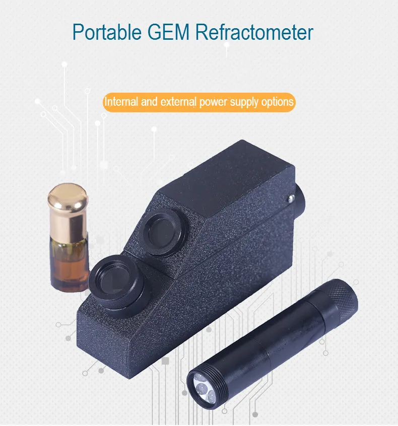 RI Black Gem Refractometer Gemological Gemstone Built-in LED Light Source 