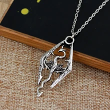 3D RPG Game The Elder Scrolls Necklace Skyrim Hollow Dragon Pendants Cheap Punk Vintage Women And Men Drop Statement Necklaces