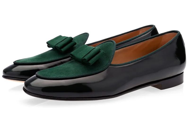 Qianruiti Claasic/Мужские модельные туфли с бантом; мужские туфли-Лоферы ручной работы из лакированной кожи для торжеств; белые туфли без шнуровки в бельгийском стиле; деловая обувь