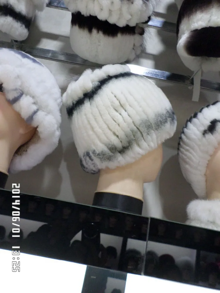 

Black and white senior rabbit fur hat