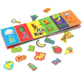 

Kids Magnetic 26 Letters Puzzles Montessori Educational Wooden Toys For Children Magnets Alphabet Learning Book For Baby Toy