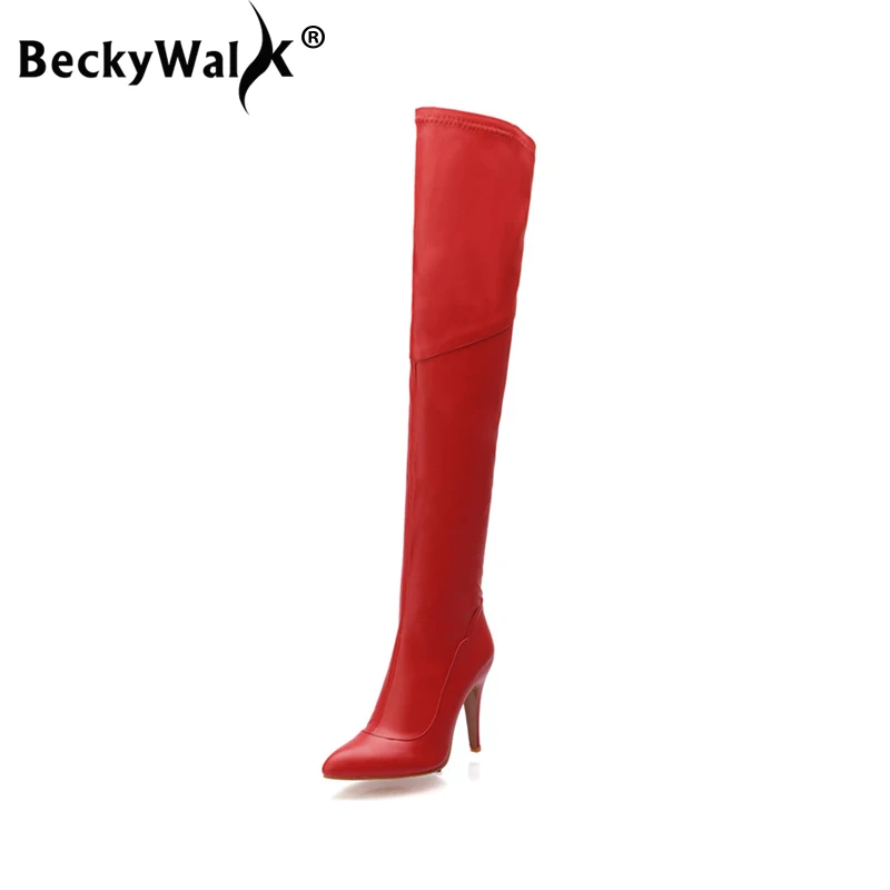 

BeckyWalk Over The Knee Boots Women Stiletto High Heel Thigh High Boots Pointed Toe Botas Mujer Sexy Winter Shoes Women WSH3038