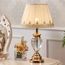 Исследование Хрустальная настольная лампа краткое современный Кристалл Настольная лампа Свадебные хром украшения выключатель свет таблицы с большой абажур
