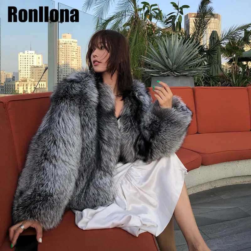 Manteau Véritable Mode Fourrure Argent Chaud D'hiver Pelt Fc V 2018 Col Veste Renard 138 Complet Fox Nouvelle Sliver Femmes Épais Réel De Outwear q6w7F8a