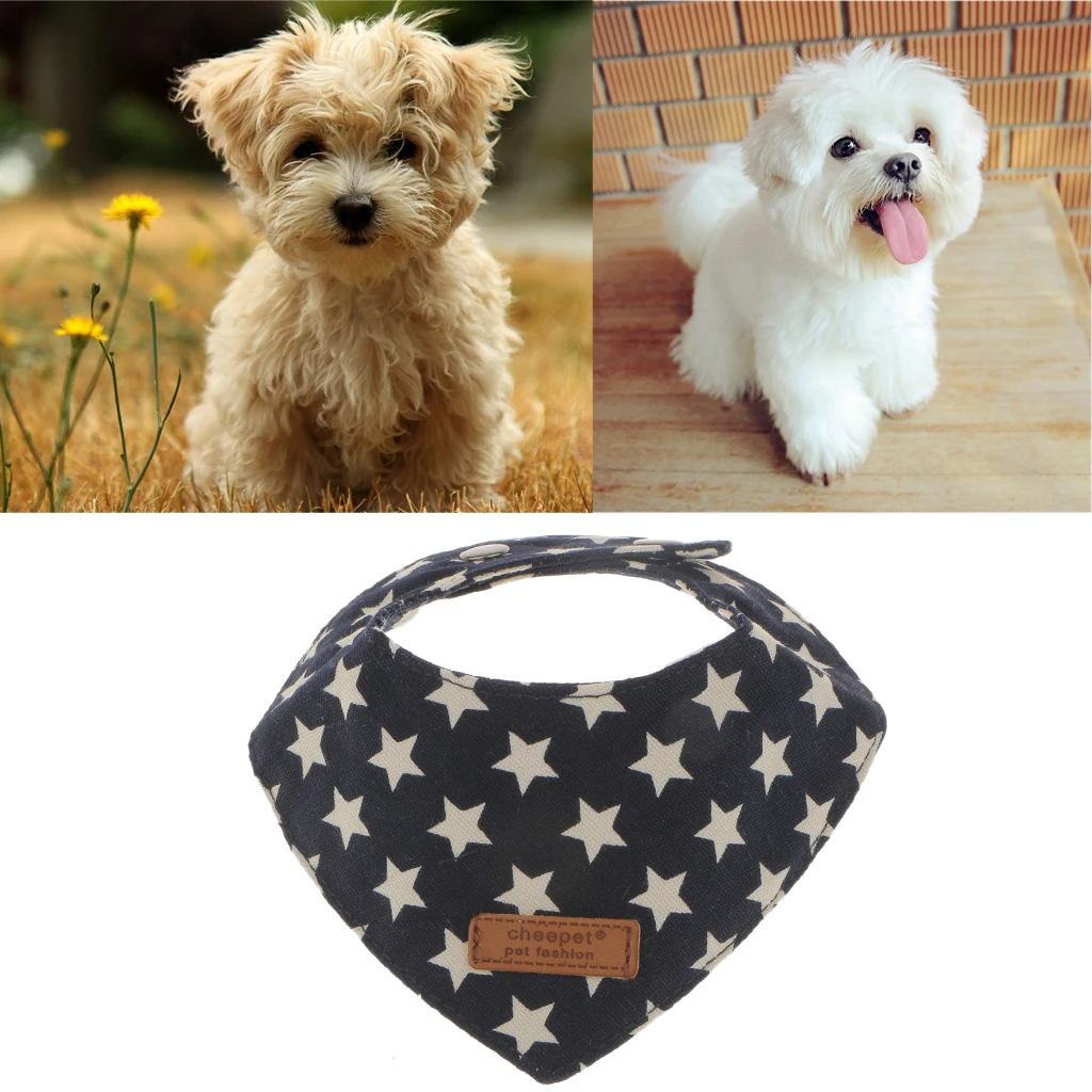 

Button Design Pets Saliva Towel Decorative Neck Bandana with star pattern-Blue
