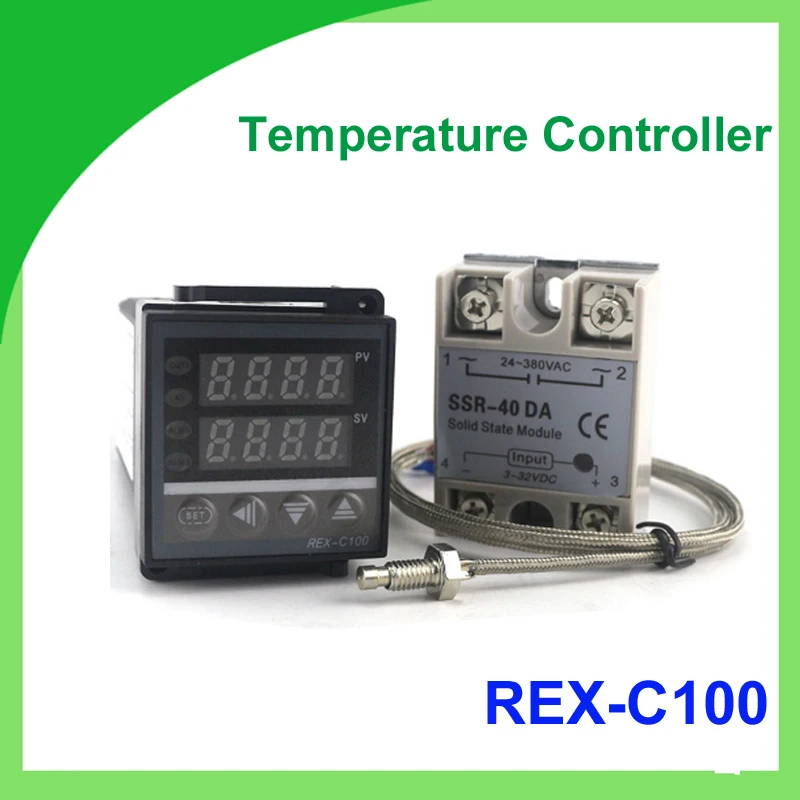 

Digital PID Temperature Control Controller REX-C100 Thermostat Thermometer Relay SSR 40A SSR-40DA 110V 220V Power Supply