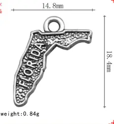 50 шт. древнее серебро двухсторонняя Флорида coving карта надпись Очаровательная подвеска из сплава ручной работы Серьга браслет ожерелье