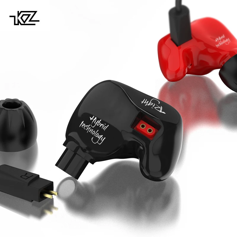 Плотным верхним ворсом KZ ZS4 BA+ DD Гибридный в ухо стерео наушники с микрофоном съемный кабель аудио наушники для контроля звучания DJ Hi-Fi наушники