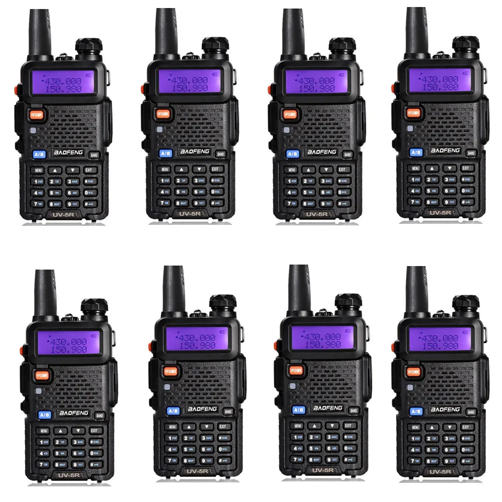 

8pcs Baofeng UV-5R Two Way Radio with Dual band Dual Display 136-174/400-520mHz Walkie Talkie Pofung BF-UV5R UV5R Radio Station