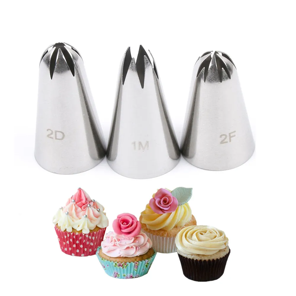

3pcs/set Stainless Steel Russian Icing Piping Nozzles Tips Pastry Cupcake Tools Cake Tools Baking Accessoire
