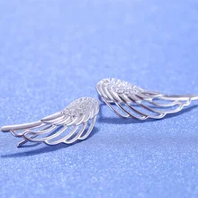 Женские серьги с крыльями и перьями из серебра 925 пробы, Женские Ювелирные изделия из стерлингового серебра пробы, серьги-гвоздики с кубическим цирконием 27