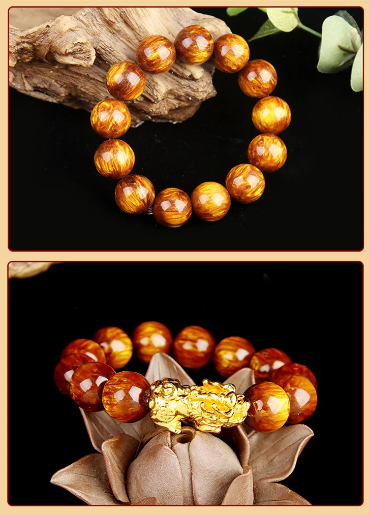 Вьетнамский золотой браслет с бусинами из мбера, моря, ивы золотистого цвета, браслет из драгоценных камней мала, деревянный браслет с религиозными бусинами