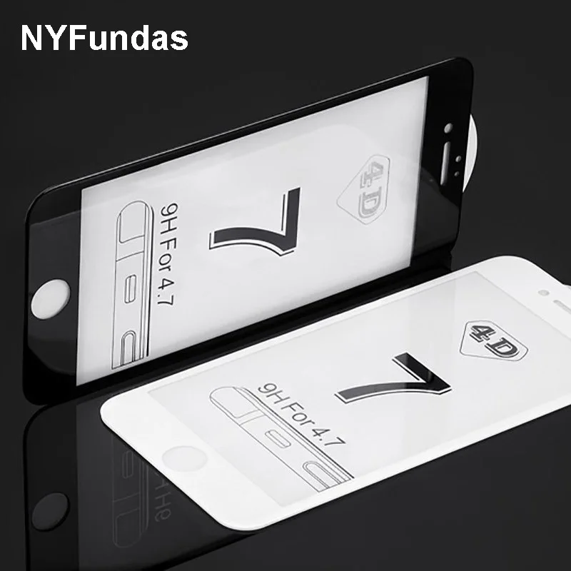 NYFundas Tempered Glass Screen Protector 4D Full Curved 9H verre trempe Film For iPhone 7 Plus 8 X 10 6 6S 3D pelicula de vidro (2)