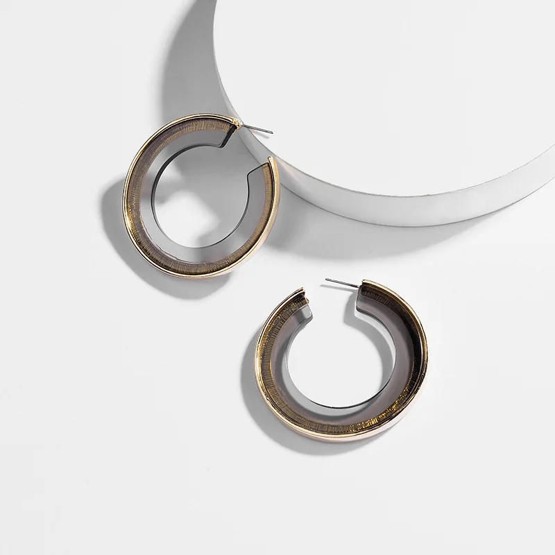 

Simple Design C Hoop Earrings Transperant Clear Chunky Acrylic Jelly Resin Hoop Earrings For Women Charm Jewelry