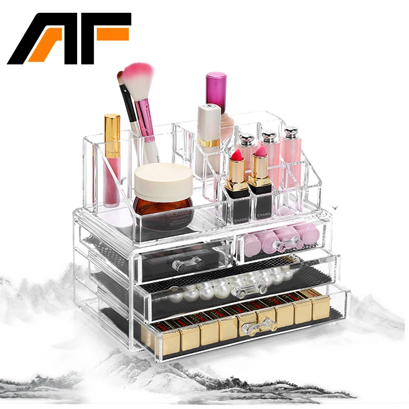 

AF Makeup Organizer Storage Box Acrylic Make Up Organizer Cosmetic Organizer Makeup Storage Drawers Organizer Organiser C39